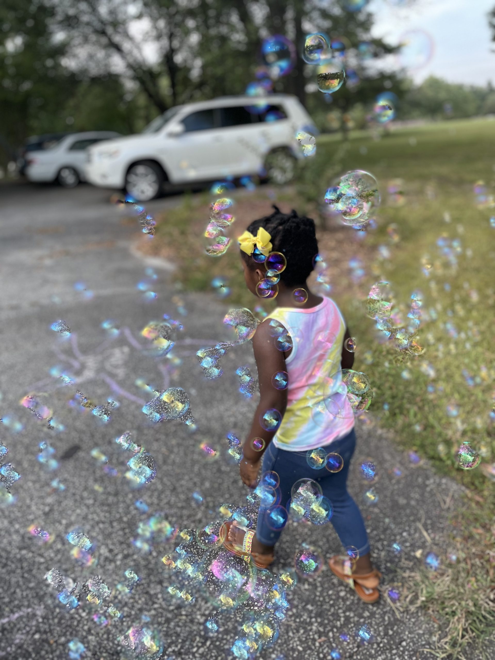 girl in bubbles
